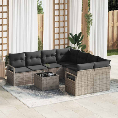 Bankstel 9 st 8-Aantal zitplaatsen Grijs poly rattan