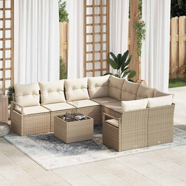 Bankstel 9 st 8-Aantal zitplaatsen Beige en Crème poly rattan