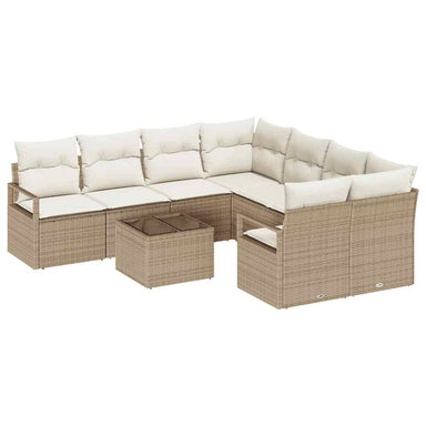 Bankstel 9 st 8-Aantal zitplaatsen Beige en Crème poly rattan