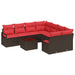 Bankstel 9 st 8-Aantal zitplaatsen Beige en Rood poly rattan