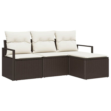 Bankstel 4 st Bruin en Crème poly rattan