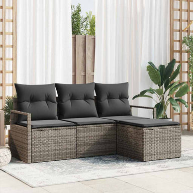 Bankstel 4 st Grijs poly rattan