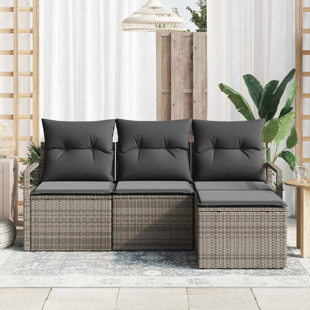 Bankstel 4 st Grijs poly rattan