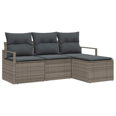 Bankstel 4 st Grijs poly rattan