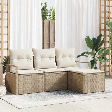 Bankstel 4 st Beige en Crème poly rattan