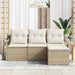 Bankstel 4 st Beige en Crème poly rattan