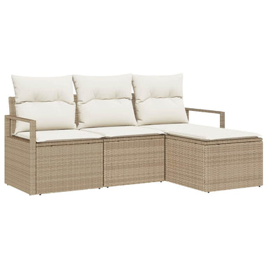 Bankstel 4 st Beige en Crème poly rattan