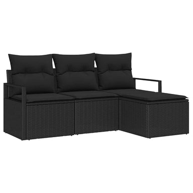Bankstel 4 st Zwart poly rattan