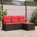 Bankstel 4 st Bruin en Rood poly rattan