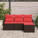 Bankstel 4 st Bruin en Rood poly rattan
