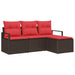 Bankstel 4 st Bruin en Rood poly rattan