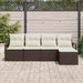 Bankstel 5 st Bruin en Crème poly rattan