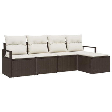 Bankstel 5 st Bruin en Crème poly rattan