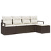 Bankstel 5 st Bruin en Crème poly rattan