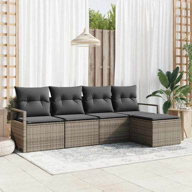 Bankstel 5 st Grijs poly rattan
