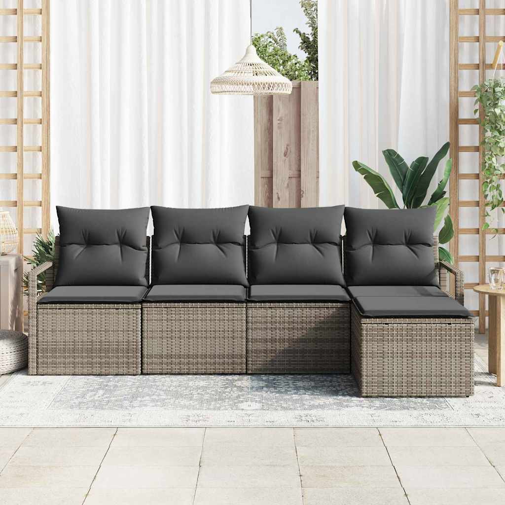 Bankstel 5 st Grijs poly rattan