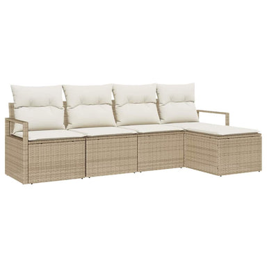 Bankstel met kussen met opslag 5 pcs Beige en Crème poly rattan