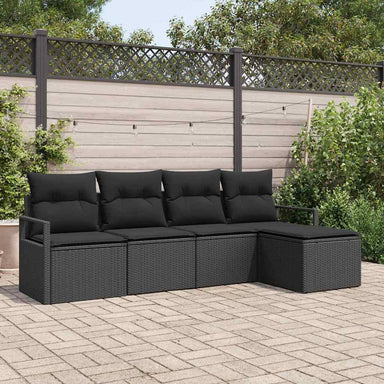 Bankstel 5 st Zwart poly rattan