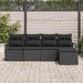 Bankstel 5 st Zwart poly rattan