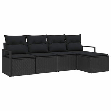 Bankstel 5 st Zwart poly rattan
