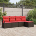 Bankstel 5 st Bruin en Rood poly rattan