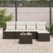 Bankstel 6 st Bruin en Crème poly rattan