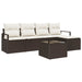Bankstel 6 st Bruin en Crème poly rattan