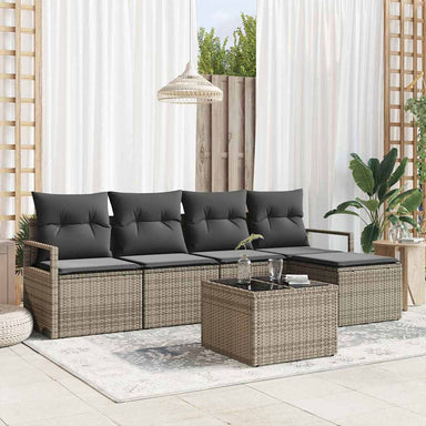 Bankstel 6 st Lichtgrijs poly rattan