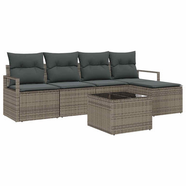 Bankstel 6 st Lichtgrijs poly rattan