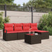Bankstel 6 st Bruin en Rood poly rattan