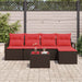 Bankstel 6 st Bruin en Rood poly rattan