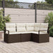 Bankstel 4 st Bruin en Crème poly rattan
