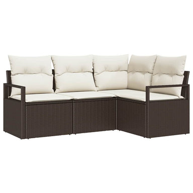 Bankstel 4 st Bruin en Crème poly rattan