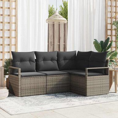 Bankstel 4 st Grijs poly rattan
