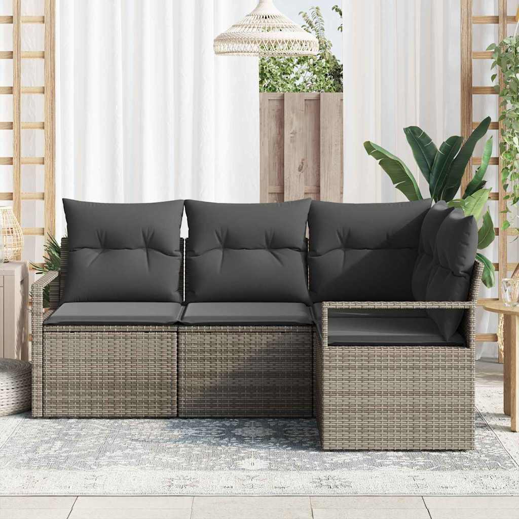 Bankstel 4 st Grijs poly rattan