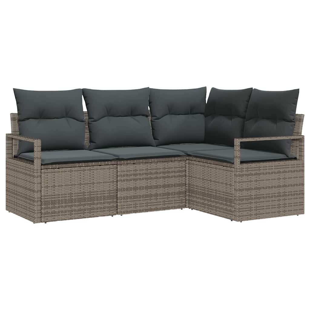 Bankstel 4 st Grijs poly rattan