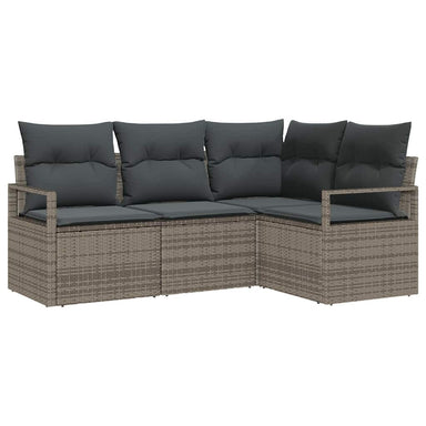 Bankstel 4 st Grijs poly rattan