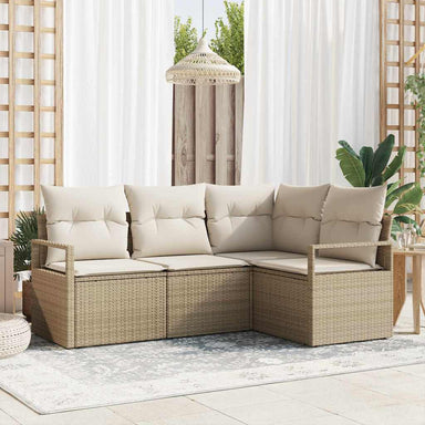Bankstel 4 st Beige en Crème poly rattan