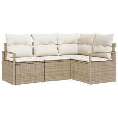 Bankstel 4 st Beige en Crème poly rattan