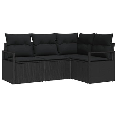Bankstel 4 st Zwart poly rattan