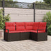 Tuinbankenset 4 st Bruin en Rood poly rattan
