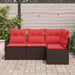 Tuinbankenset 4 st Bruin en Rood poly rattan