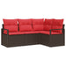 Tuinbankenset 4 st Bruin en Rood poly rattan
