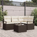 Bankstel 5 st Bruin en Crème poly rattan