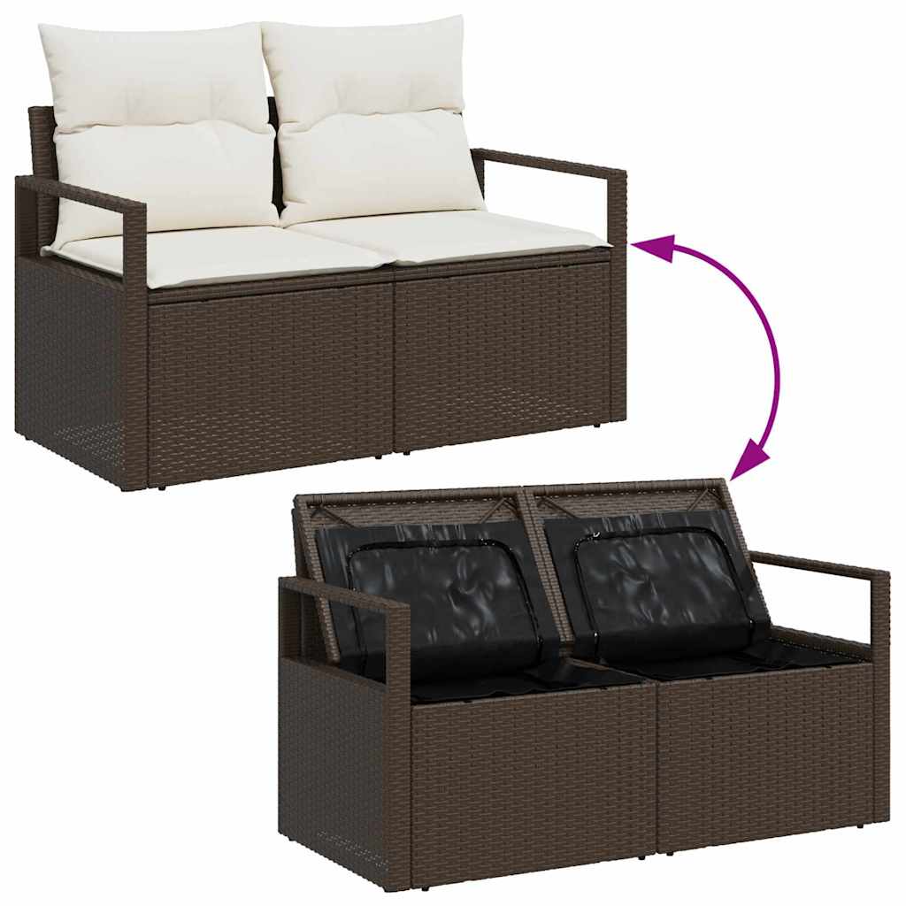 Bankstel 5 st Bruin en Crème poly rattan