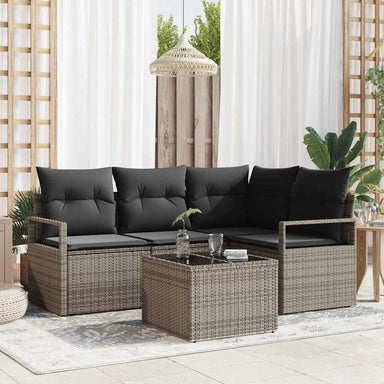 Bankstel 5 st Lichtgrijs poly rattan