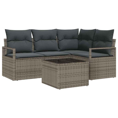 Bankstel 5 st Lichtgrijs poly rattan