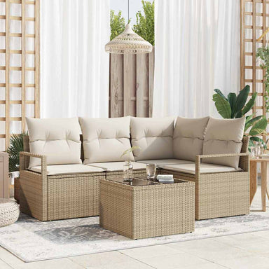 Bankstel 5 st Beige en Crème poly rattan