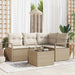Bankstel 5 st Beige en Crème poly rattan