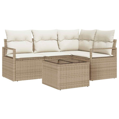 Bankstel 5 st Beige en Crème poly rattan